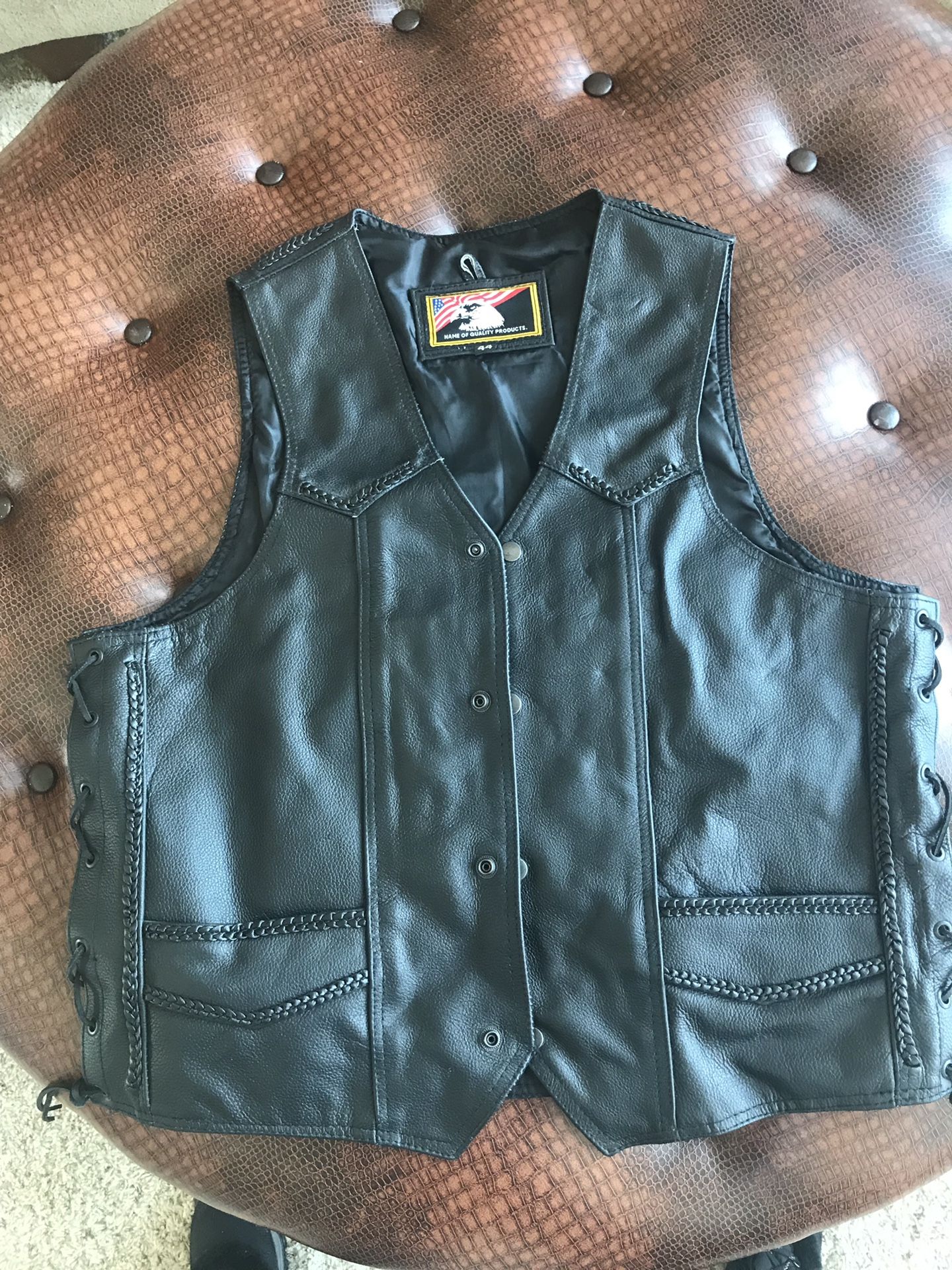 Leather riding vest
