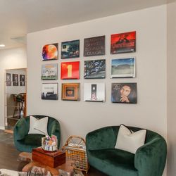 Green Swivel Felt Chairs