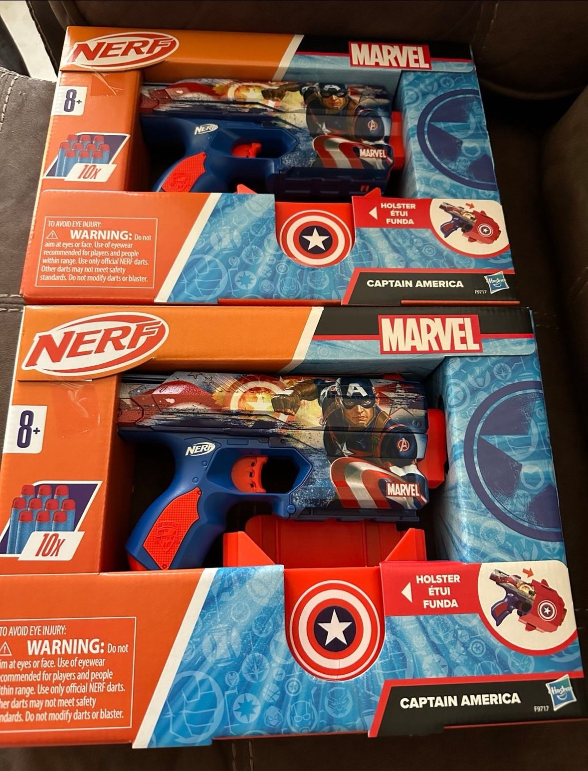 New set of 2 nerf marvel captain America blasters with holsters