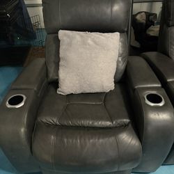 Gray Leather Reclining Chair