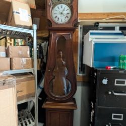 Traditional Tall Case Grandfather Clock – Complete with Weights & Pendulum