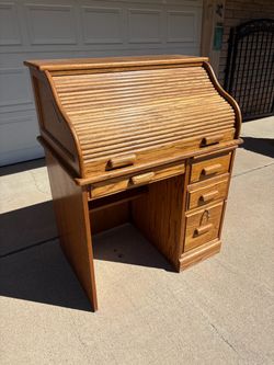 Oak Secretary Rolltop Desk (small)