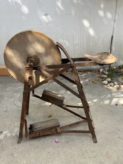 antique double pedal sharpening stone wheel