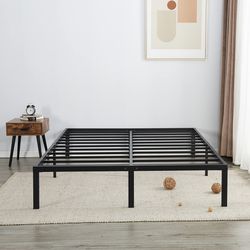 Queen Size Bed Frame Metal 14 Inch Platform Base with Storage Heavy Duty