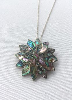 Mother of Pearl Inlay Silver Pendant Necklace