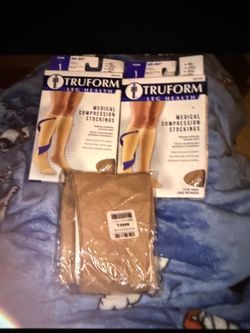 Compression Socks Truform 20-30 Large #8865 Below Knee Compression Stockings, 3 Pair New Closed Toe, Beige
