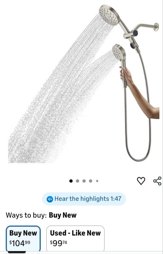 Kohler Prone 3-in-1 Multifunction Shower Head with PowerSweep (Brushed Nickel)