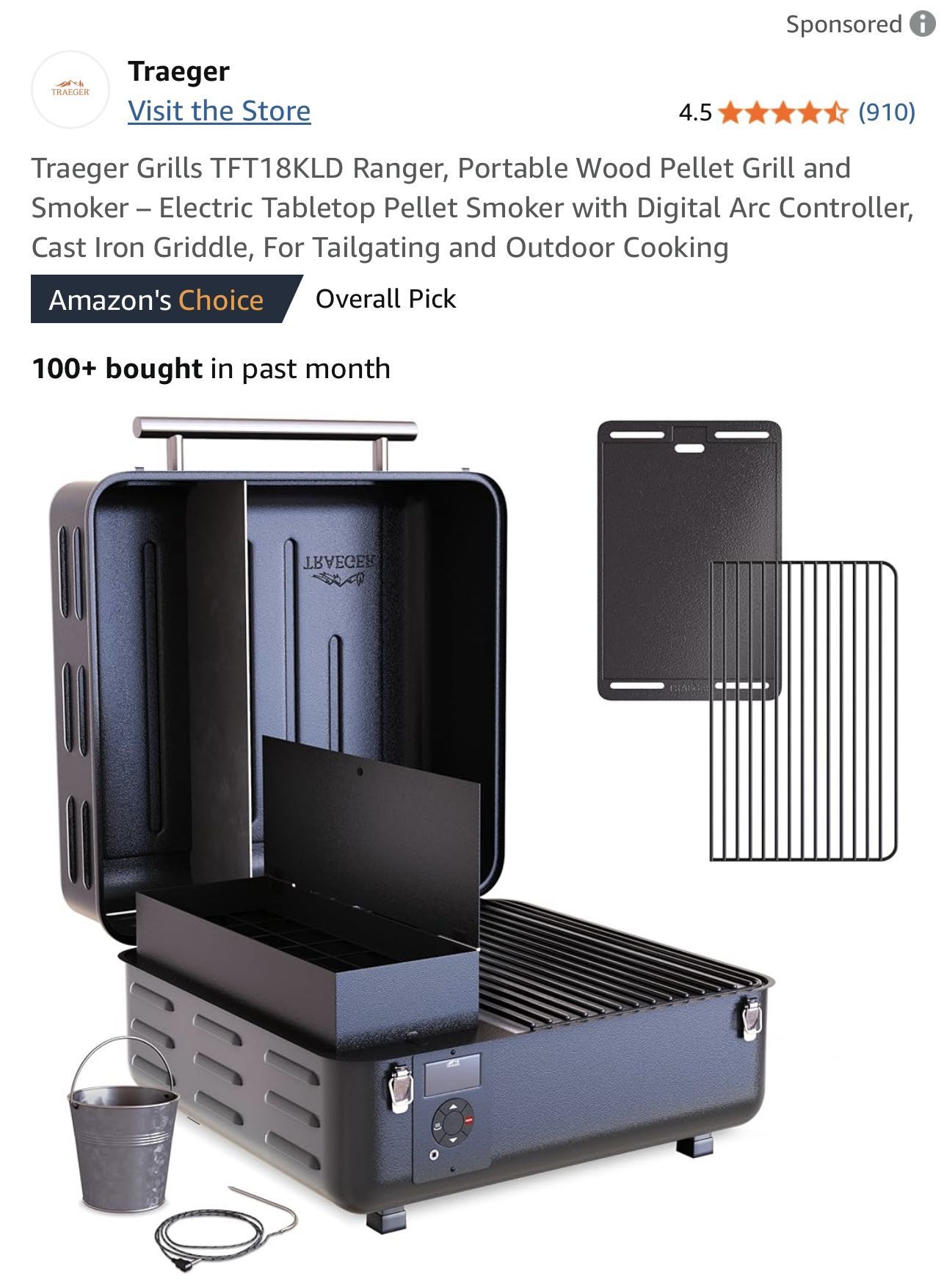 Portable Traeger Grilles Traeger Grills TFT18KLD Ranger, Portable