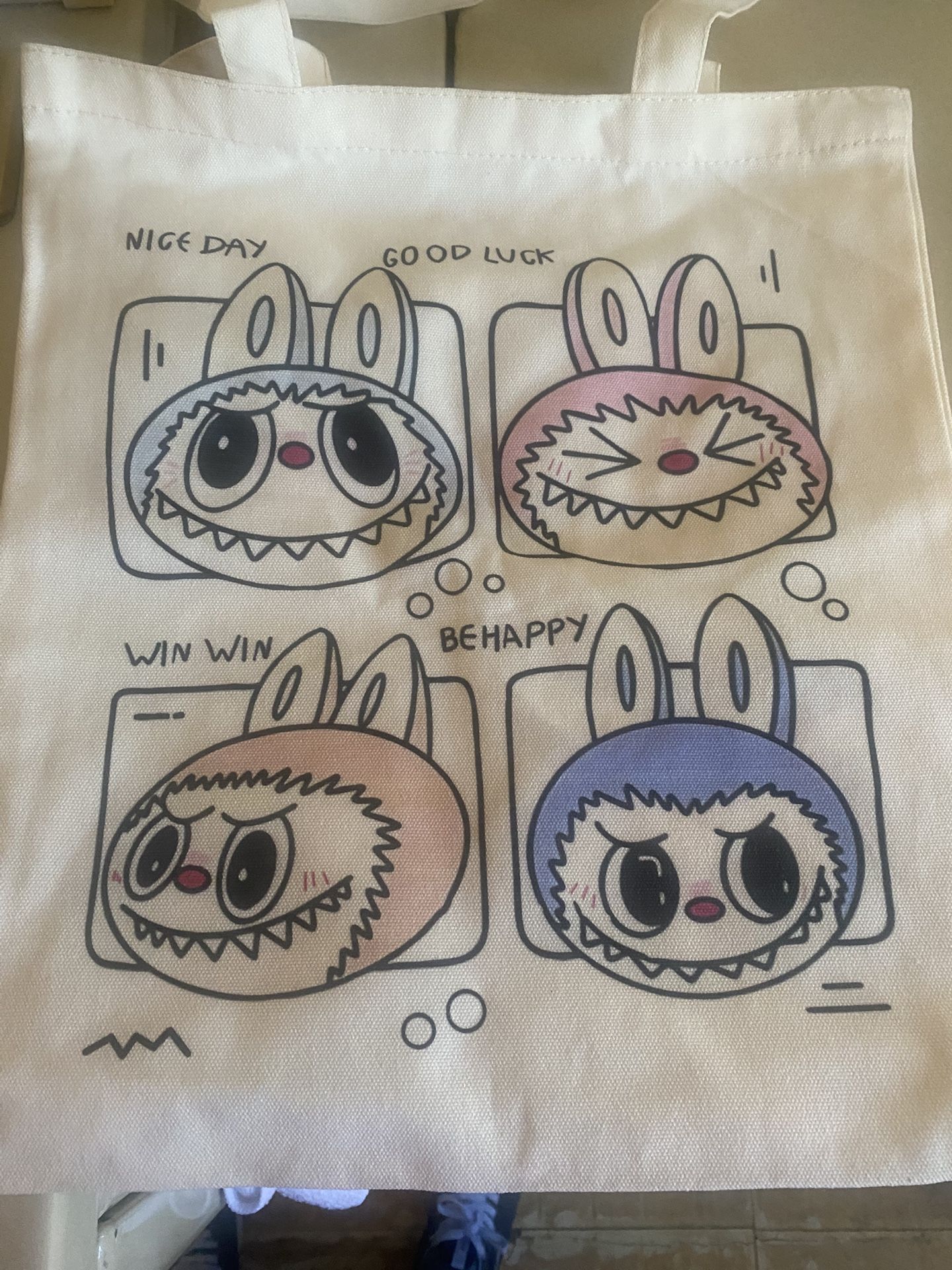 Labubu Canvas Tote Bag with Cartoon New