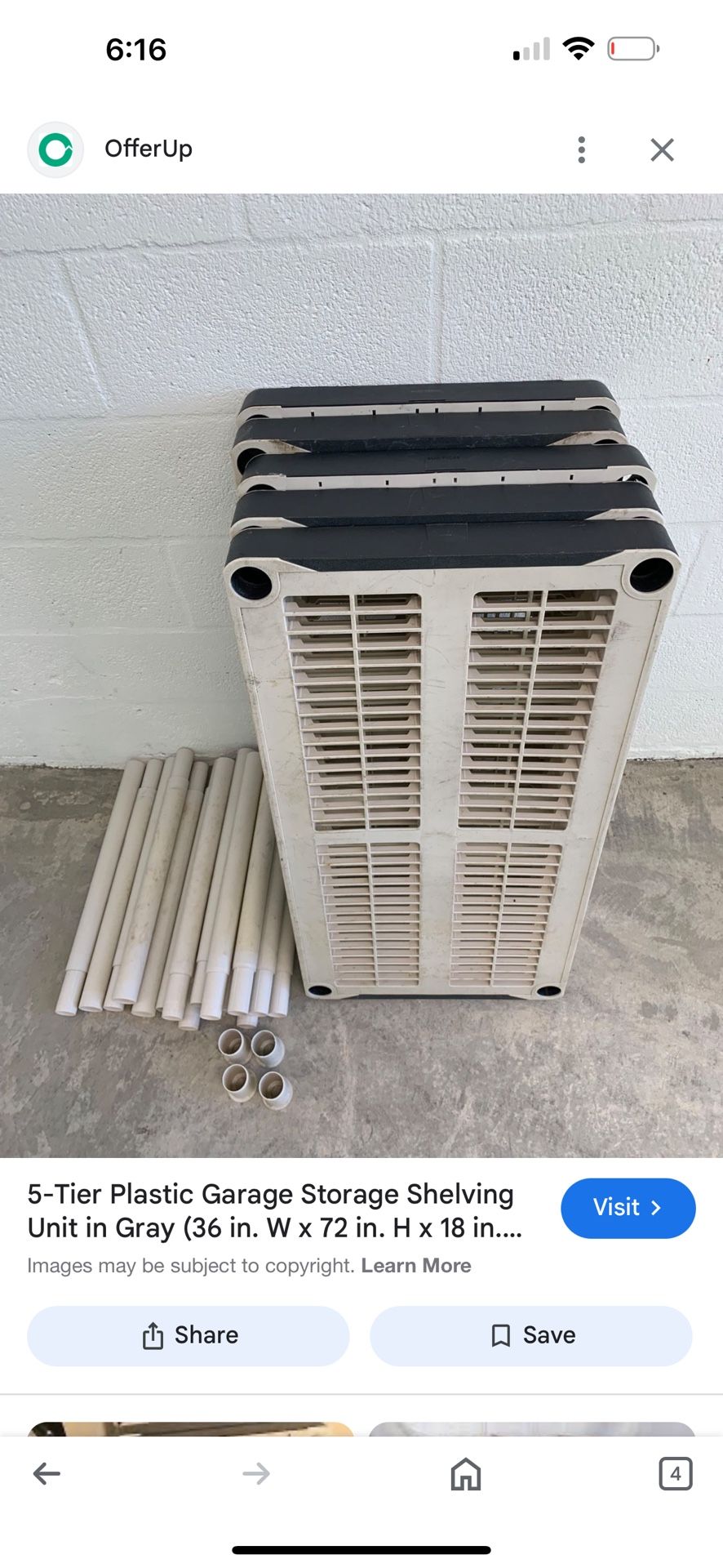 5-Tier Plastic Garage Storage