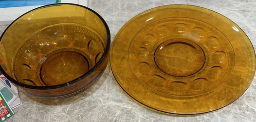 Glass Serving Bowl And Plate Tray