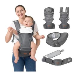 Adjustable Ergonomic 6-in-1 Baby Carrier with Hip Seat & Lumbar Support 7-50 lbs