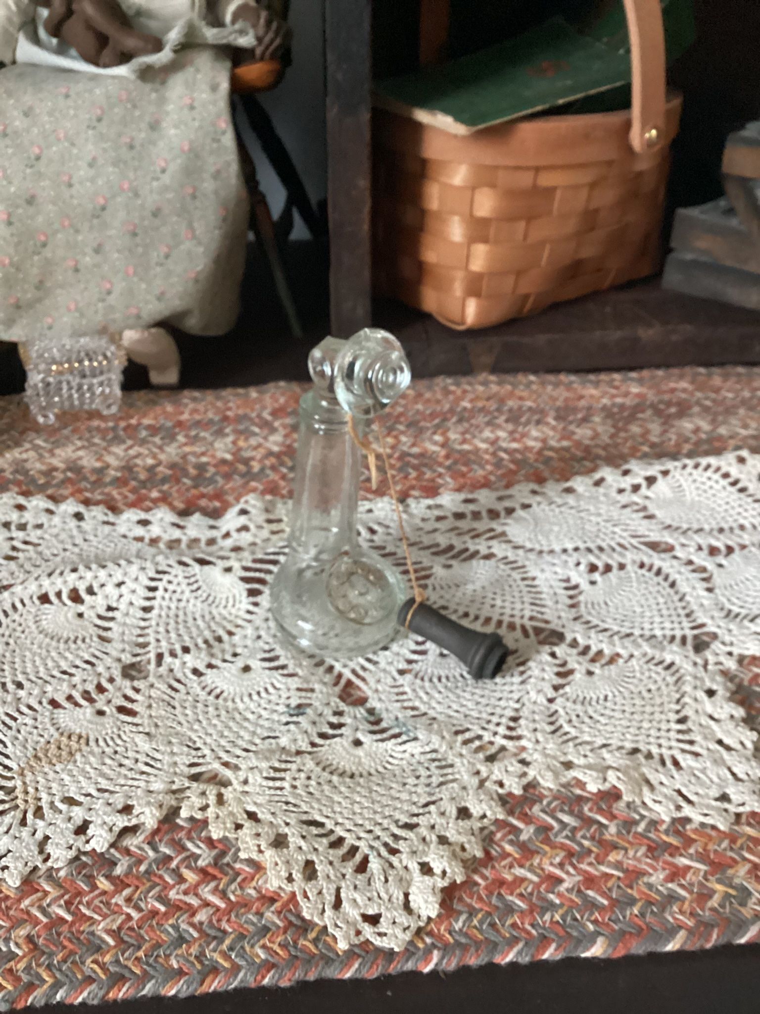 Vintage Glass Telephone Shaped Candy Container 