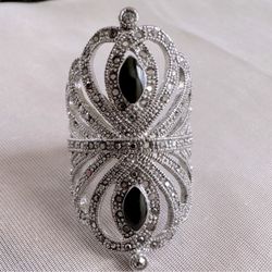 New Sterling silver plated black onyx ring size 8