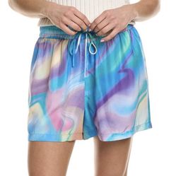 New Johnny Was Iridescent Print Silk Shorts S