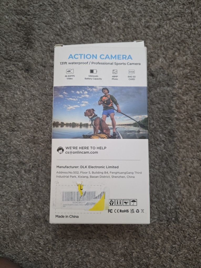 4K 60FPS Action Camara - Waterproof Camera with 64G SD Card 48MP HD WIFI Camera with EIS 40M Underwater Camera Wide Angle Sports Camera with 2*1350 mA