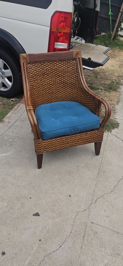 Pier 1 British Colonial Style Rattan Arm Chair