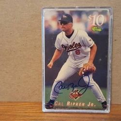1995 Classic $10 Phone Card CAL RIPKEN Jr. Autograph COA in plastic