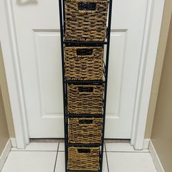 Rattan Organization Storage with 5 Drawers/Baskets