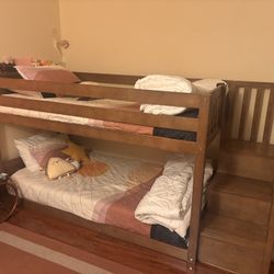 Modern Elegant Low Bunk Bed With Stairs!  