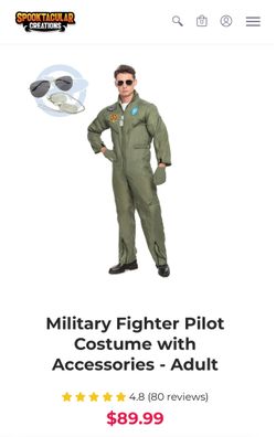 Military Fighter Pilot Costume with Accessories - Adult Men XL