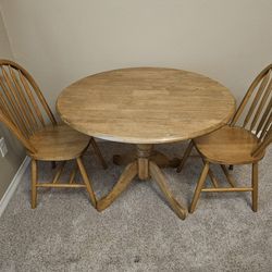 Solid Wood Table with Two Solid Wood Chairs