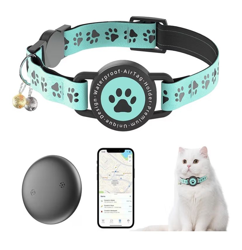 GPS Tracker For Cats, Mini GPS Cat Tracker,Waterproof Trackers Cats Collar With Bells,No Subscriptio