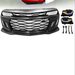 10-13 Chevy Camaro ZL1 Style Front Bumper Cover w/ 6th Gen Style Headlights