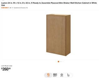 🔥 NEW HAMPTON BAY KITCHEN CABINET – ONLY $175! 🔥 Upgrade your kitchen with this beautiful Hampton Bay Leyton Slim Shaker Wall Cabinet in White Oak!