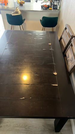 Dark Wood Extendable Dining Table