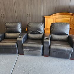 Reclining Theatre Chair Set - 3 In Set