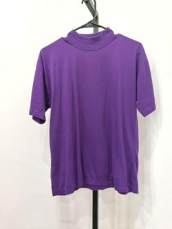 90s Colour Systems Purple Mock Neck Short Sleeve T-Shirt Size M