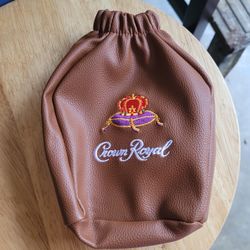Crown Royal Faux Leather Bag zipper football on back in Excellent condition 