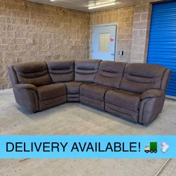 Brown Microfiber Power Reclining Sectional Couch Sofa from Ashley Furniture (DELIVERY AVAILABLE! 🚛💨)