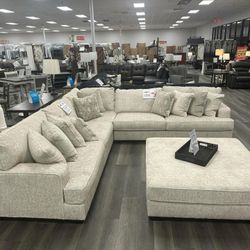 Ashley Rawcliffe L Shaped Oversized Parchment Color Sectional Couch W Reversible Cushions Color Options Only $39-$90 Down Payment
✅ 90 Days Same as Ca