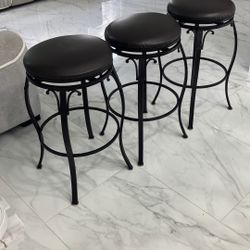 3 Dark Brown Bar Stools 