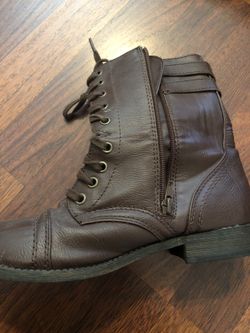 Brown combat boots