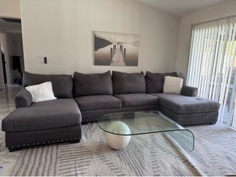 Dark gray sectional sofa couch sala