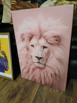 This is a QEOPGNE pink lion  abstract lion canvas