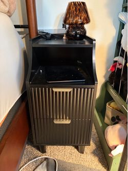 set of two black night stands