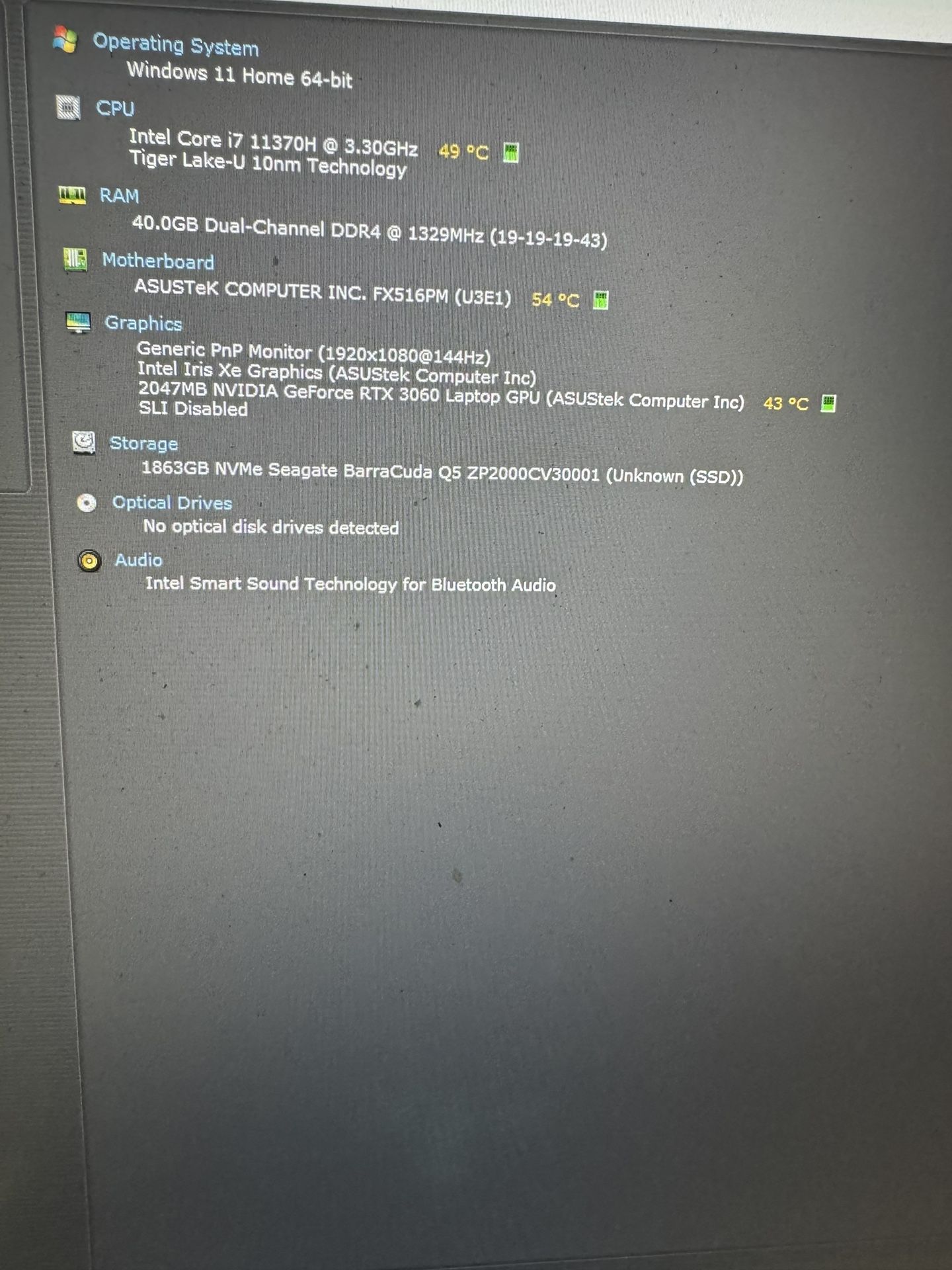 Gaming laptop ASUS TUF (Barely Used)