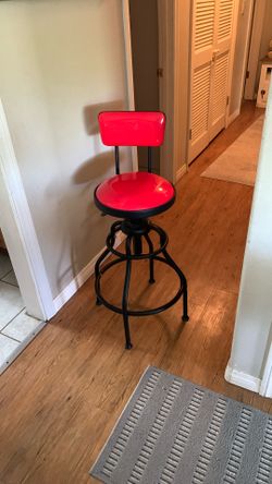 Red metal stool