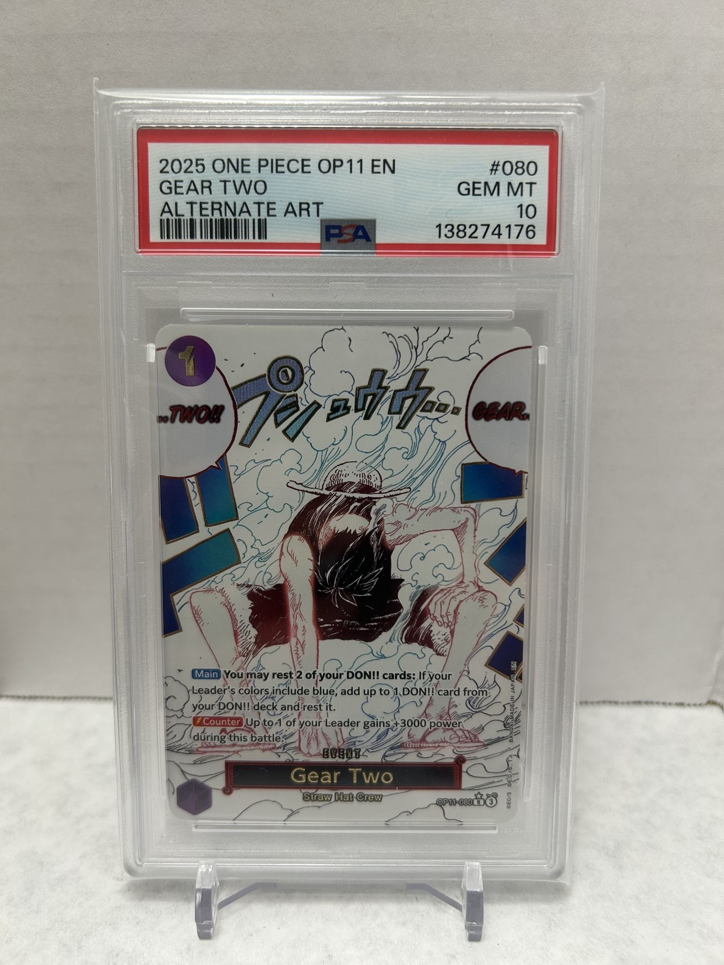 2025 ONE PIECE OP11 GEAR TWO LUFFY PSA10