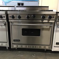 Viking 36” Wide Gas Range Stove Stainless Steel With Charbroil Grill