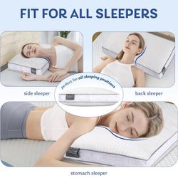 Pillow King Size 1 Pack,Shredded Memory Foam Bed Pillow with 2" Gusseted and Removable Pillow Cover, Breathable and Soft King Pillow (32"x20")