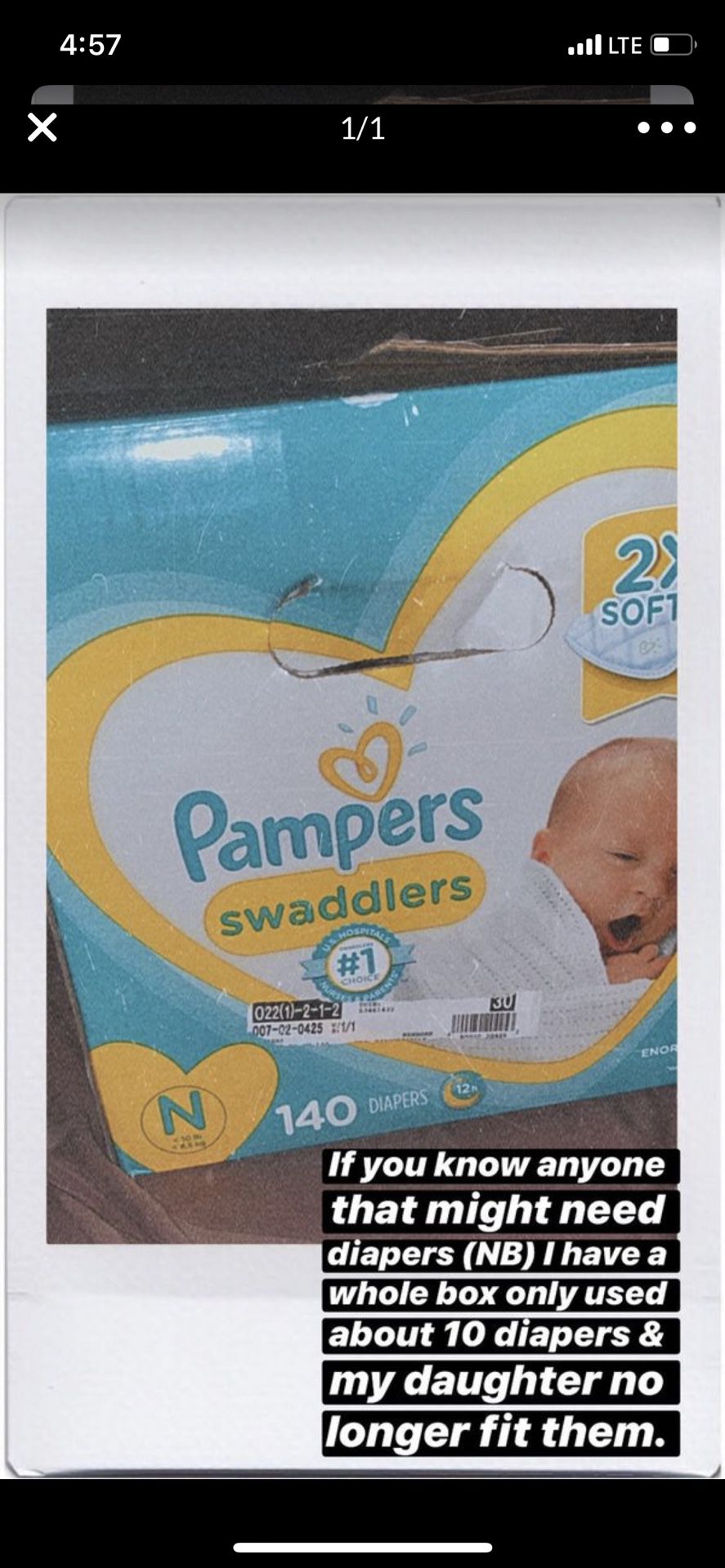 Newborn 132 Diapers Daughter outgrew them