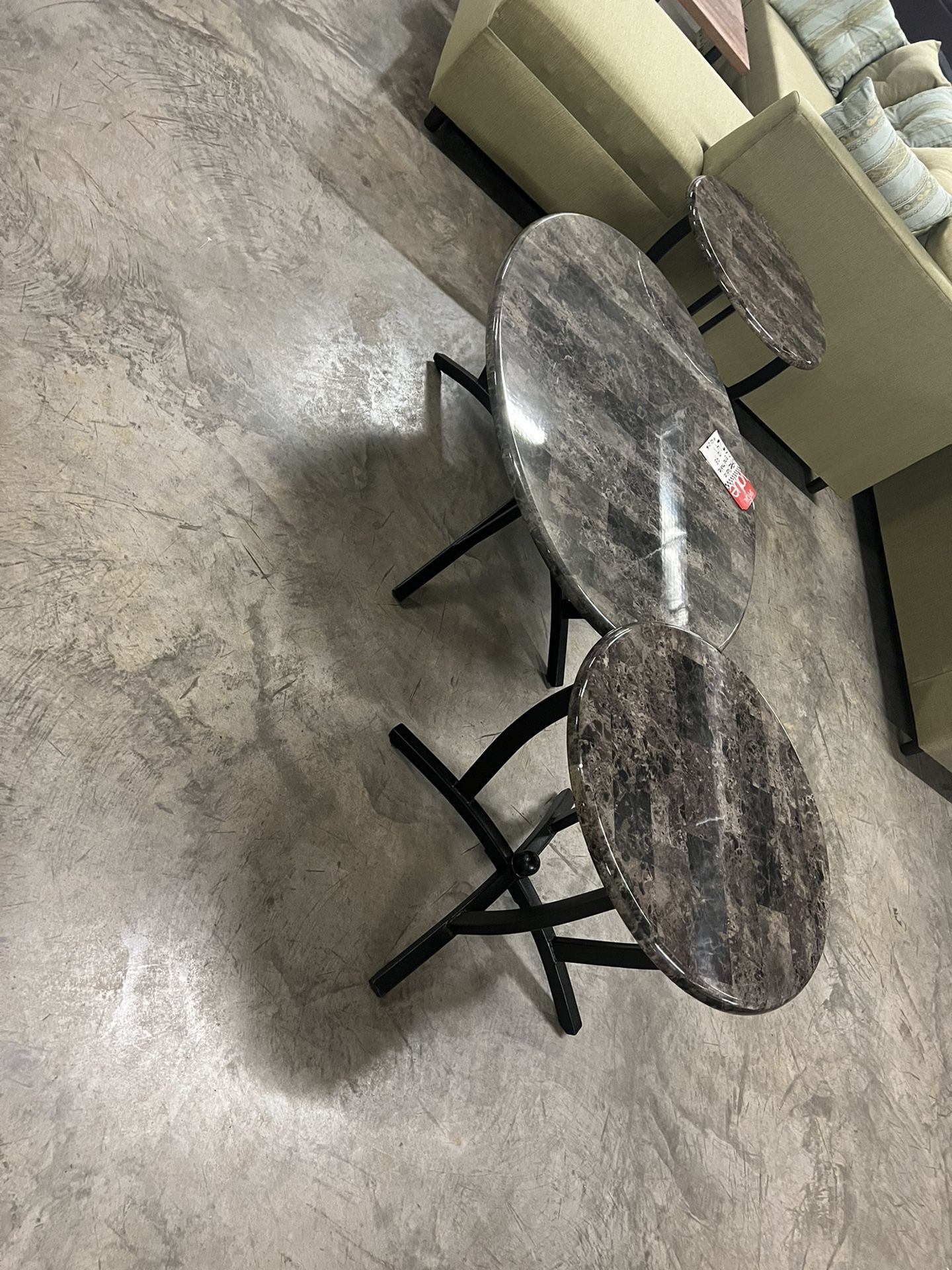 Three-piece table set with end tables