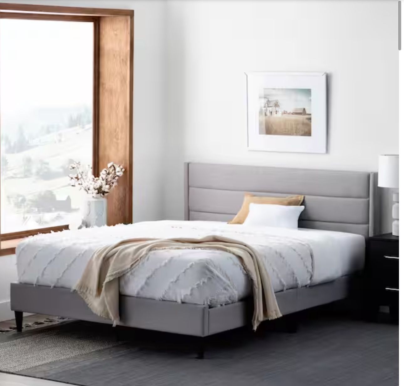 FREE DELIVERY FULL SIZE Gray Upholstered Bed Frame
