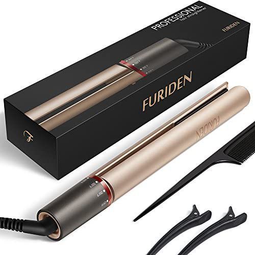 Furiden Professional Hair Straightener Professional hair straightener, tourmaline ceramic for all hair types, with adjustable temperature, golden colo