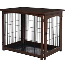 Furniture Style Dog Crate End Table, w/ Double Doors for Small & Medium Dogs